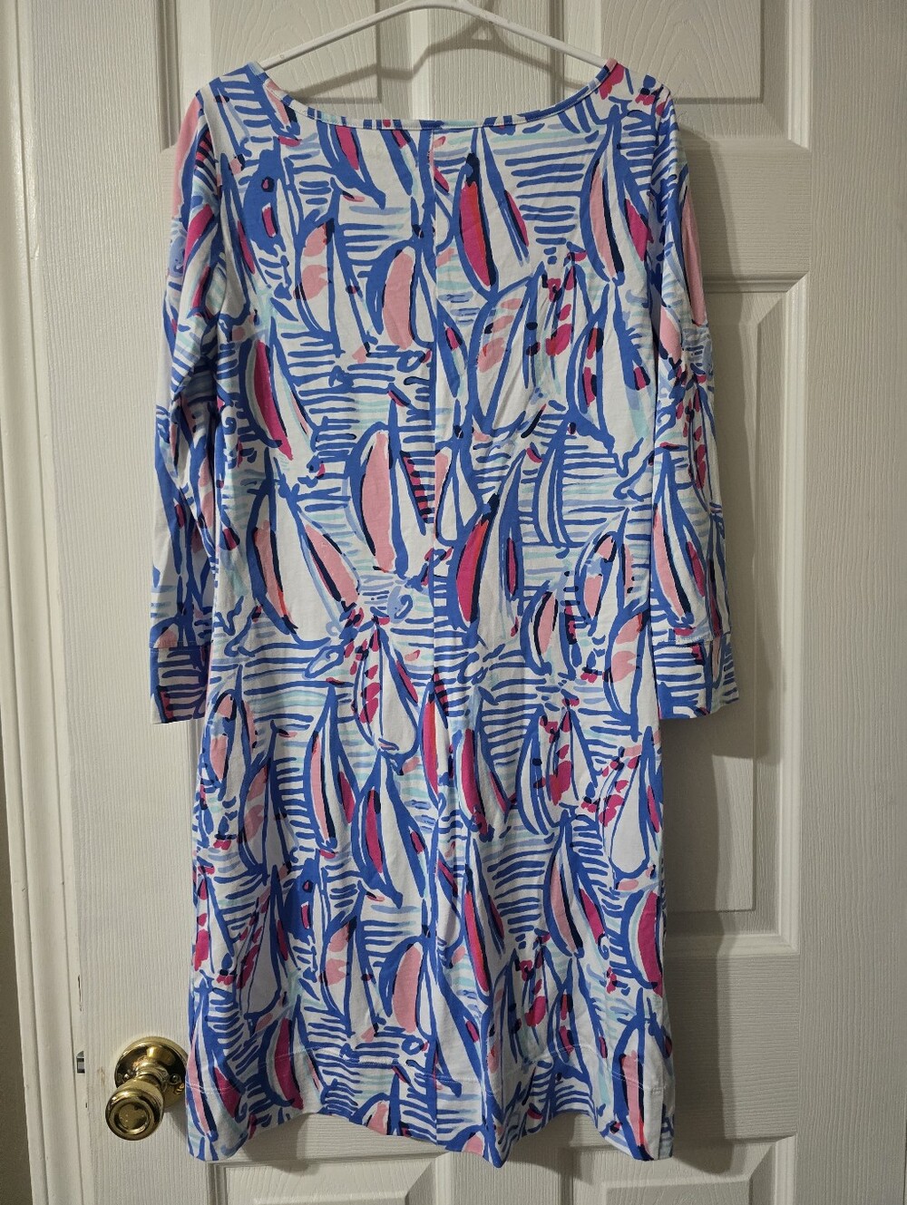 Lilly Pulitzer | The Marlowe Sailboat Print Pima Cotton Boatneck Nautical Dress. - Picture 7 of 13
